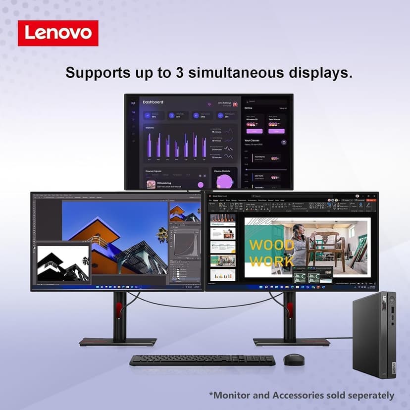 Lenovo ThinKCentre neo 50q Gen 4 Tiny 1L Business Mini Desktop Computer, 13th Gen Intel 8-Core i5-13420H (Beat i7-1355U), 32GB DDR4 RAM, 1TB PCIe SSD, 2 DisplayPorts, WiFi 6, Win 11 Pro, Vent-Hear
