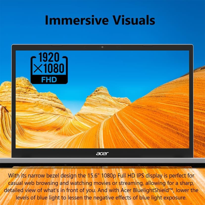 acer Aspire Go 15 AI Ready Laptop, 15.6" FHD (1920 x 1080) IPS Display, AMD Ryzen 7 5825U, AMD Radeon Graphics, 16GB DDR4, 512GB PCIe Gen4 SSD, Wi-Fi 6, Windows 11 Home, AG15-42P-R3NB