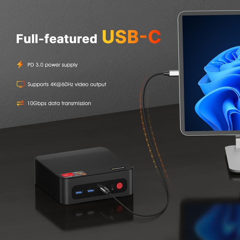 P4 Mini PC,AMD Ryzen 7 5700U(8C/16T, up to 4.3Ghz) 32GB DDR4 1TB NVMe SSD Mini Computers, Dual 2.5G LAN Ports, Dual NVMe Slots, Triple Display, WiFi 6, BT5.2