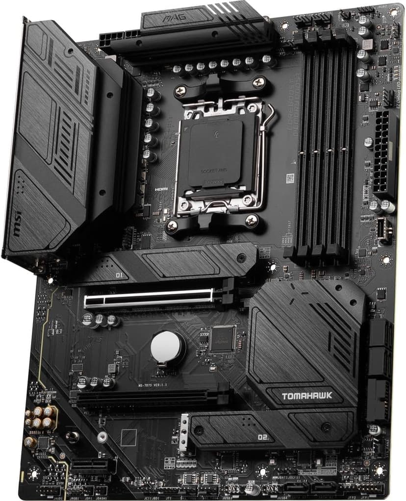 MSI MAG B650 Tomahawk WiFi Gaming Motherboard (AMD Ryzen 9000/8000/7000 Series Processors, AM5, DDR5, PCIe 4.0, M.2, SATA 6Gb/s, USB 3.2 Gen 2, HDMI/DP, Wi-Fi 6E, Bluetooth 5.3, 2.5Gbps LAN, ATX)