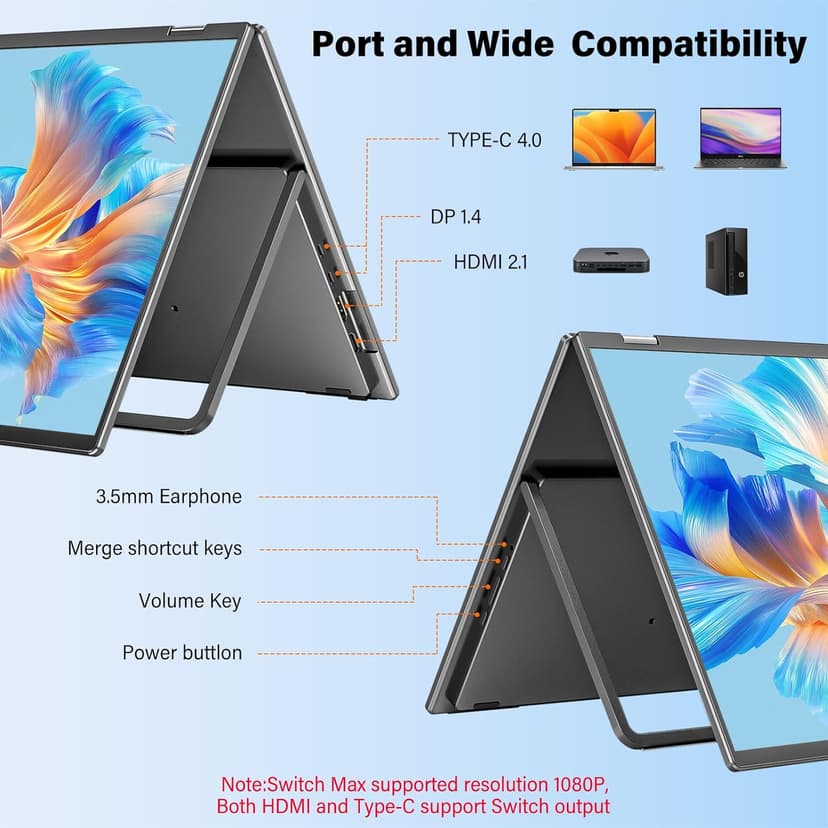 InnoView 23.8" Dual Mnonitor 4K UHD 100% sRGB Dual Screen Monitor 315°Adjustable Foldable Monitor for Laptop MacBook Windows with DP Type-C HDMI (No Driver Needed)