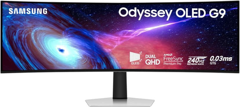 Samsung 49" Odyssey OLED (G93SC) Series Curved Gaming Monitor w QD-OLED, 240Hz, 0.03ms, Dual QHD,DisplayHDR True Black 400,AMD FreeSync Premium Pro,Height Adjustable Stand,3 Yr Warranty,LS49CG932SNXZA