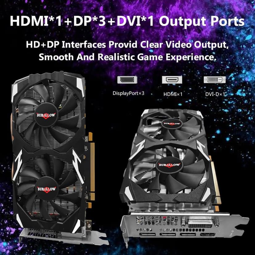 RX 580 8GB Graphics Card, 2048SP,GDDR5,256 Bit Graphics Card for Gaming PC,PCIE 3.0,Twin Freeze Fans Computer Video Card with HDMI/DP/Ports