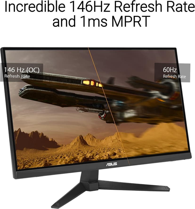 ASUS TUF Gaming 24” (23.8” viewable) 1080P Monitor (VG249QE5A) - Full HD, Overclock to 144Hz, IPS, Extreme Low Motion Blur Sync, 1ms, Speakers, Variable Overdrive, DisplayWidget Center, 3 yr Warranty