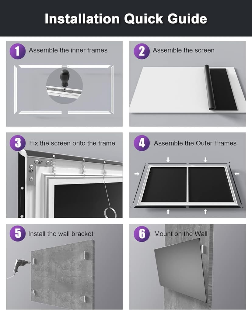 AWOL VISION Ambient Light Rejecting (ALR) Projector Screen for Ultra Short Throw(UST) Projector, 100" Fixed Frame, 80% Picture Quality Improved, 95% Celling Light Rejecting(CLR), Active 3D - C100