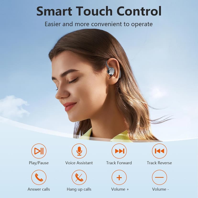 Wireless Earbuds, 2025 New Bluetooth 5.4 Headphones Sport Earphones with 68Hrs Playtime LED Display ENC Noise Cancelling Mic, IPX7 Waterproof Over Ear Ear Buds with Hook for Sports/Running