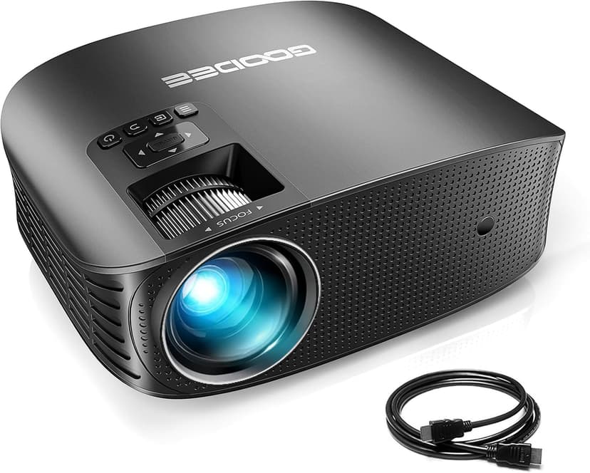 GooDee Projector, 2023 Dolby Native 1080P Video Projector, 15000L Outdoor Movie Projector, 230" Supported Home Projector, Compatible with Fire TV Stick, PS4, HDMI, VGA, AV and USB, Black (YG600)