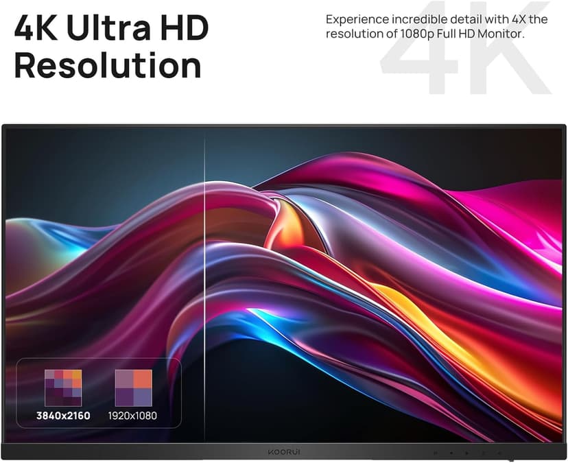 KOORUI 27 Inch 4K UHD(3840 * 2160) Monitor IPS Ultra-Thin Computer Monitor with 95% DCI-P3, Freesync & G-sync, Displayport&HDMI, Audio Out, VESA Mountable, Tilt