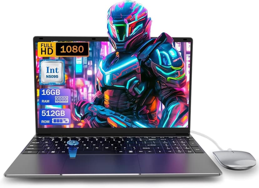 15.6 inch Laptop Computer,16GB RAM LPDDR4 512GB SDD Portable Laptop Computer Cerelon N5095 Processor FHD 1920 * 1080 Laptop PC with Touch ID, WiFi5, BT4.2, USB 3.0
