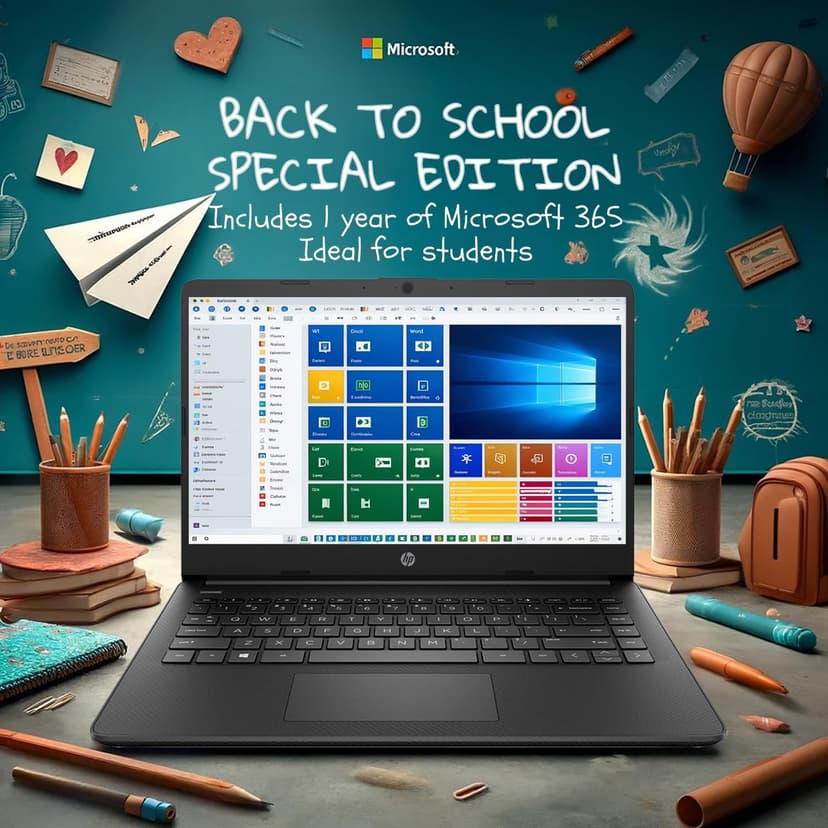 HP 14 Ultrabook • Back to School Limited Edition w/Microsoft 365 • Intel 4-Core CPU • 16GB RAM • 1.6TB Storage (128GB OnBoard w/ 512GB Portable Drive + 1TB OneDrive) • Black • Win 11