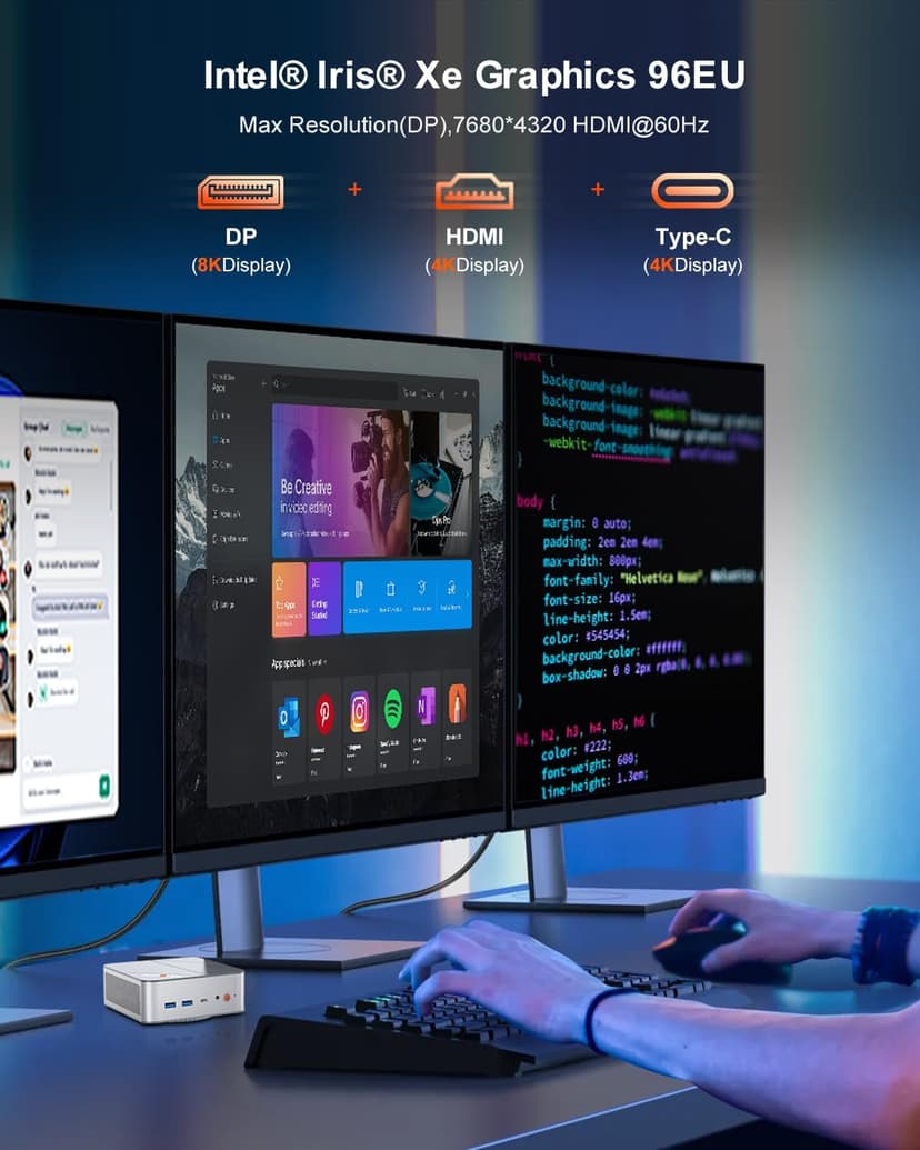 Gaming Mini PC, Intel i9-12900HK (14C/20T), 32GB RAM, 1TB SSD, Dual 2.5G LAN, Triple 8K UHD Display, WiFi 6E, BT5.2, HDMI/DP/Type-C, PS3 Emulator | Mini Desktop Computer for Business/Home