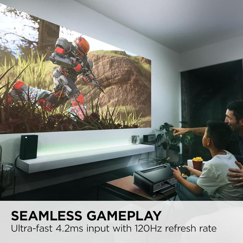 ViewSonic X1-4KPro 4K UHD LED Projector Designed for Xbox with Built-in Google TV and Netflix, 2500 ANSI Lumens, H/V Keystone, 4 Corner Adjustment, 1.3x Optical Zoom for Smart Home Theater