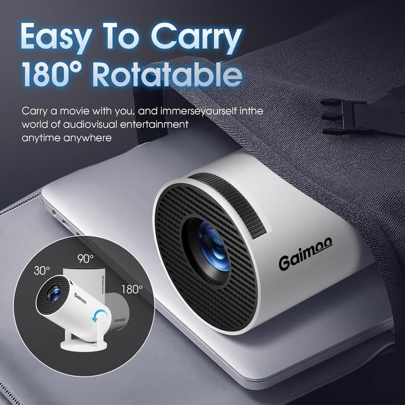 [Built-in App] Mini Projector 1080P FHD 4K Support Projector with Mouse Portable Projector with WiFi and Bluetooth 180° Adjustable Auto Keystone HDMI/TV Stick/PS5/Laptop, with HDMI Cable & Mouse