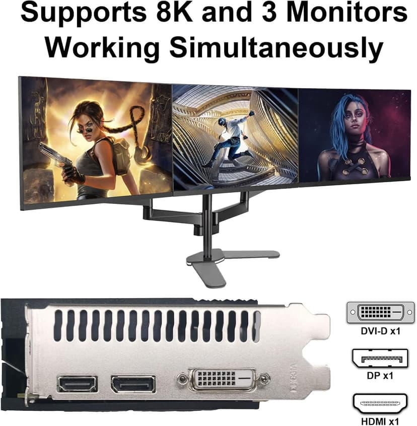 Radeon RX 580 8GB Graphics Card, 2048SP GDDR5 256 Bit Pc Gaming Video Card with Dual Cooling Fan, HDMI DP DVI-Output, PCI Express 3.0 Computer GPU for Office and Gaming