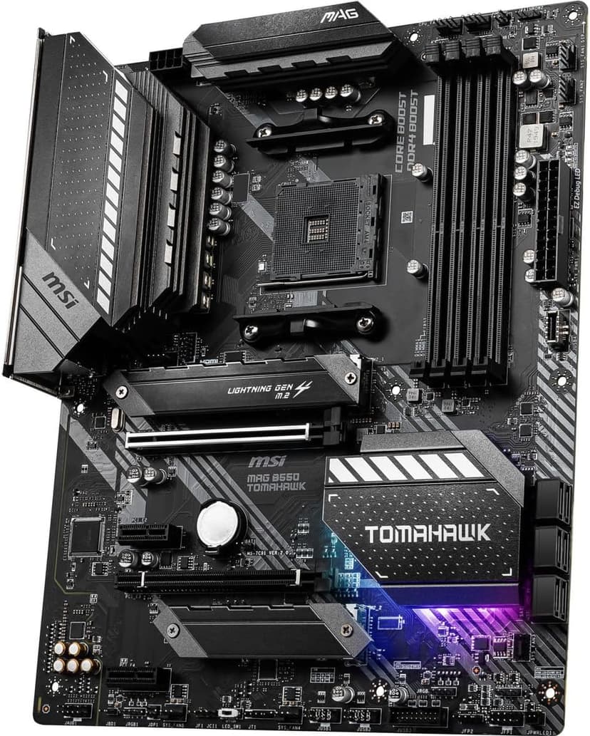 MSI MAG B550 TOMAHAWK Gaming Motherboard (AMD AM4, DDR4, PCIe 4.0, SATA 6Gb/s, M.2, USB 3.2 Gen 2, HDMI/DP, ATX, AMD Ryzen 5000 Series processors)