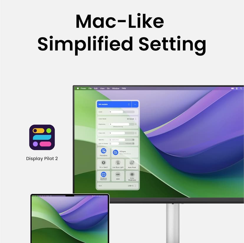 BenQ MA270U 27” 4K 3840x2160 Monitor for MacBook® Pro/Air, Dual USB-C, 90W Power Delivery, Mac Color Match, USB Hub, Brightness & Volume Control on Mac, Height & Tilt Adjustable Stand, P3 Color Gamut