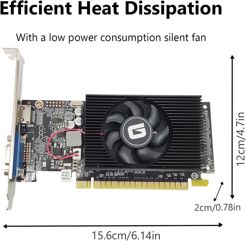 GeForce GT 610 2G DDR3 Low Profile Graphics Card, PCI Express 1.1 x16, HDMI/VGA, Entry Level GPU for PC, SFF and HTPC, Compatible with Win11