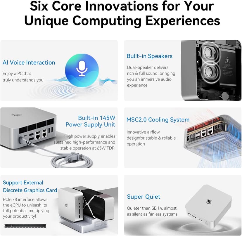Beelink GTi14 Mini PC, Intel Ultra 9 185H (up to 5.1GHz) 16C/22T, Mini Computer 32GB DDR5 5600MHz 1TB PCIe4.0 SSD, Triple Display HDMI&DP/Thunderbolt 4/WiFi6/BT5.2/NPU/4K 60Hz/Support AI/W-11 Pro