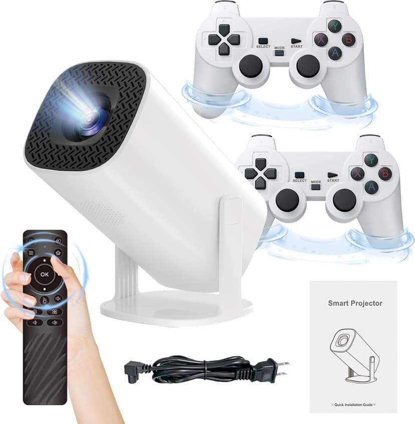 P30 max Projector and Game,1280*720P,Smart game projector built-in 35000 Games with 2 Wireless Controllers,Portable Mini Video Projector with 5G Wifi&Bluetooth, 4K,2.4G Receiver,Home,Office (128G)