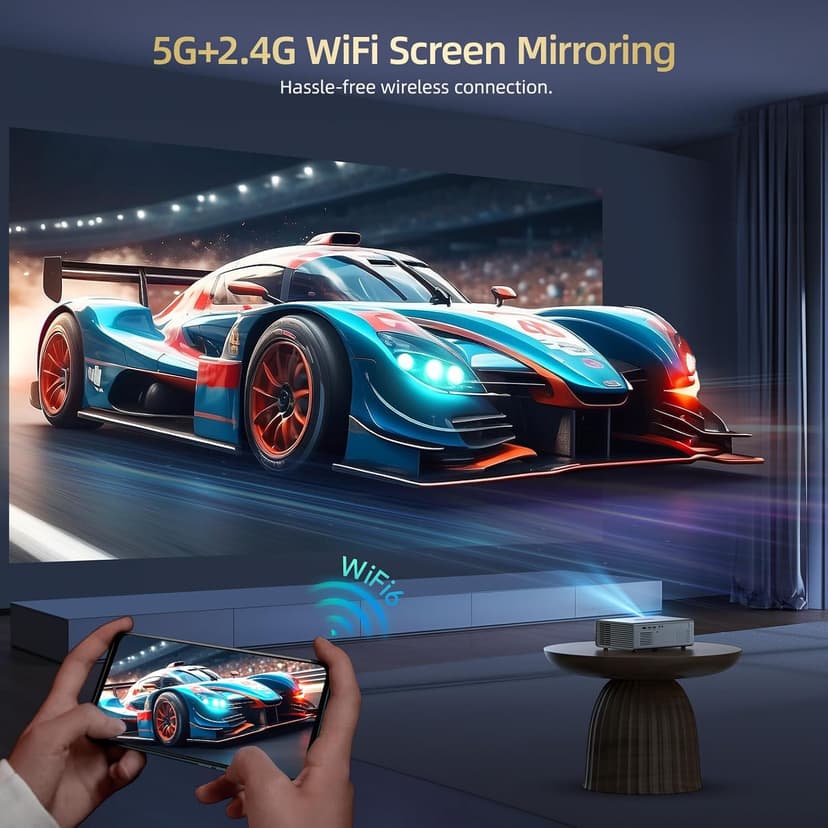 [Netflix Officially & Dolby Audio] Smart Projector with WiFi6 and Bluetooth5.3, Electric Focus & Auto Keystone 4K Support, 22000L Movie Projectors, OWNKNEW Native 1080P Proyector Built-in Apps