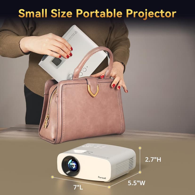 Projector with WiFi and Bluetooth, Pericat 13000L 4K Supported Native 1080P Projector, Portable Movie Outdoor Projector for Home Theater, Mini Projector Compatible w/ PC, HDMI, USB, TV Stick, PS5