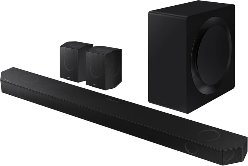 SAMSUNG Q990D 11.1.4ch Soundbar w/Wireless Dolby Atmos Audio, Rear Speaker Included, Q-Symphony, SpaceFit Sound Pro, Adaptive Sound, Game Mode Pro with Alexa Built-in, HW-Q990D/ZA