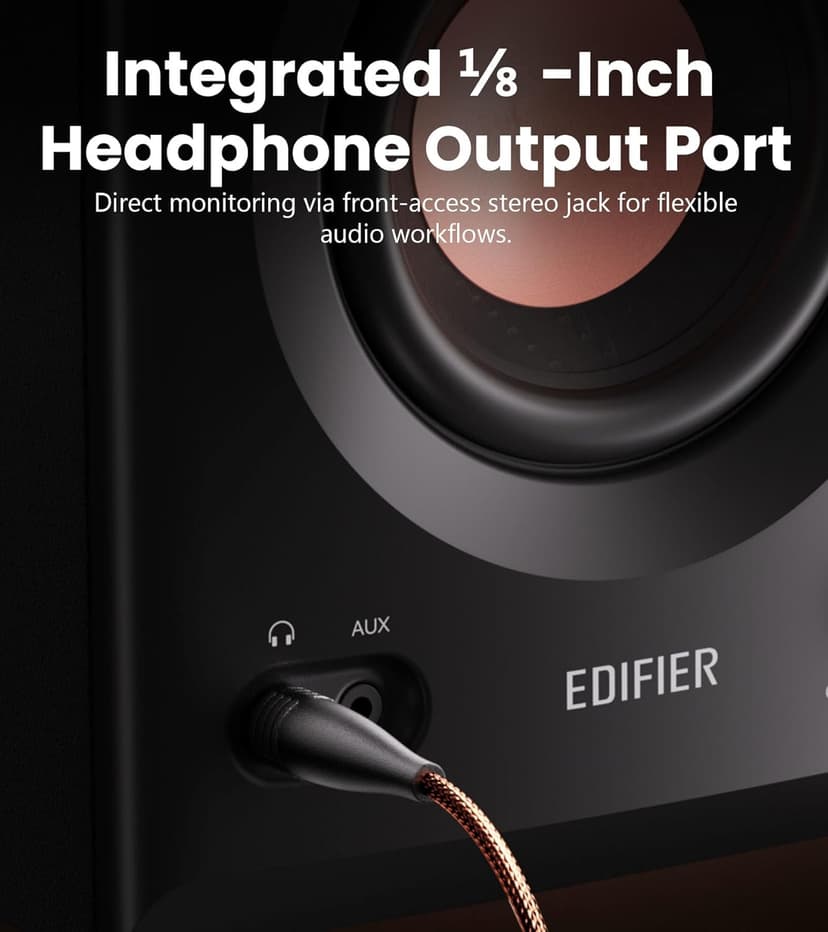 Edifier MR5 2.0 Studio Monitor Bookshelf Speakers, 110W(RMS), Hi-Res Audio, Bluetooth 6.0, 3-Way Active Design, Room Compensation, XLR/TRS/RCA Inputs, Compact Size for Home Studio & Music - Black