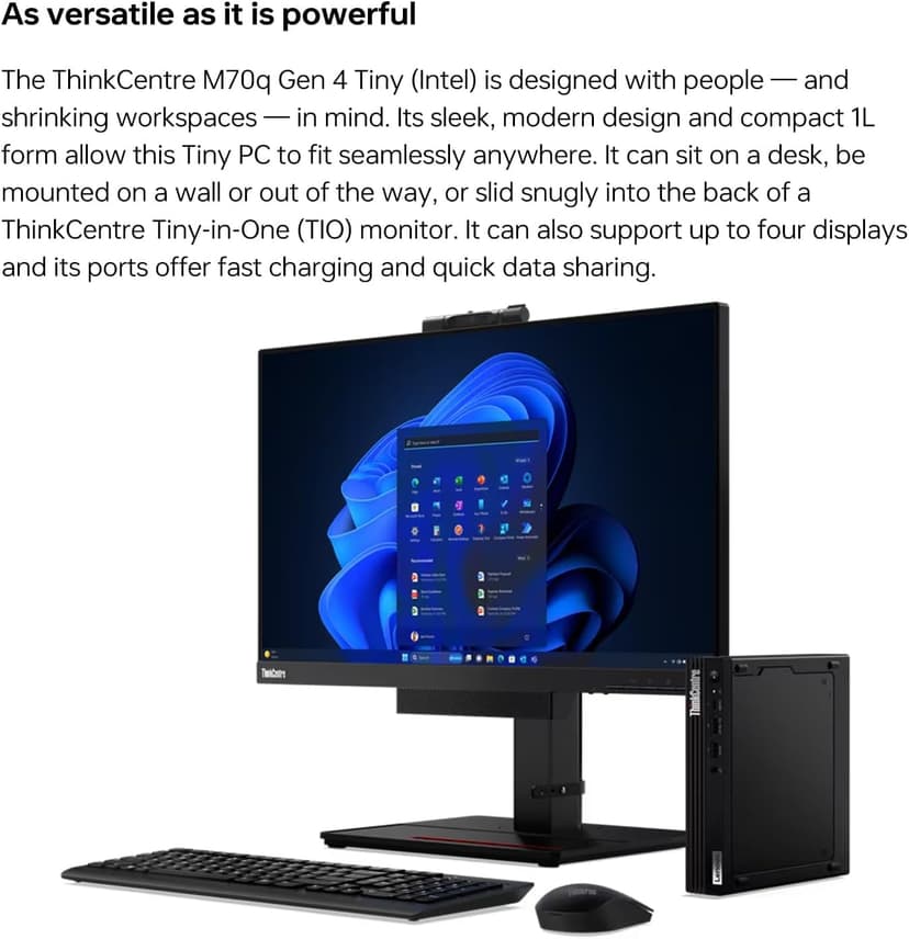 Lenovo ThinkCentre M70q Gen 4 MFF Tiny 1L Mini Business Desktop Computer, 13th Gen Intel 10-Core i5-13400T (Beat i7-12700T), 32GB DDR4 RAM, 1TB PCIe SSD, WiFi 6, RJ45, HDMI, Windows 11 Pro, AZ-XUT