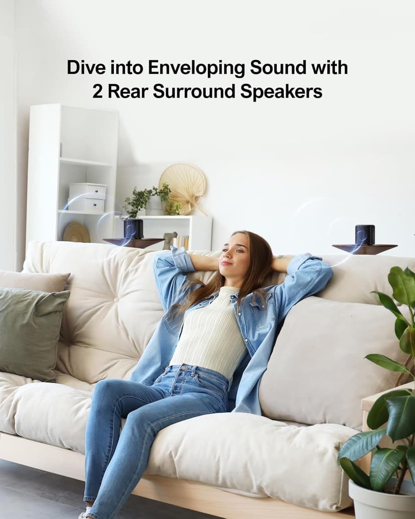 ULTIMEA 5.1ch Sound Bar with Dolby Atmos, Surround Sound System for TV, App Control, Home Theater Sound System, TV Soundbar with Subwoofer, 2 Surround Speakers, HDMI eARC/Opt/AUX/BT, Aura A50 Pro