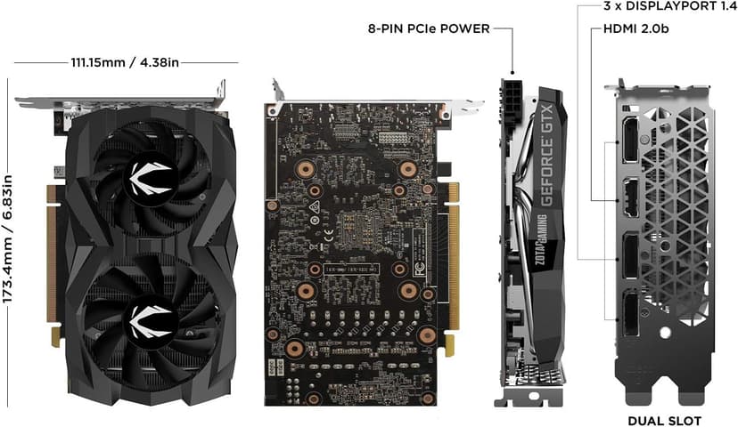 ZOTAC Gaming GeForce GTX 1660 Ti 6GB GDDR6 192-Bit Gaming Graphics Card Super Compact - ZT-T16610F-10L