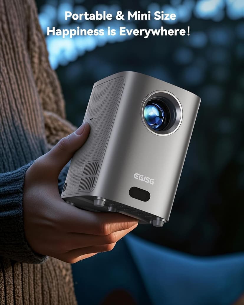 [One-Button Focus] Mini Projector with 5G WiFi and Bluetooth, 4K Outdoor Smart Projector with Carry Bag, Portable Movie Projector with Zoom, Home Theater Projector for Phone/TV Stick/PC