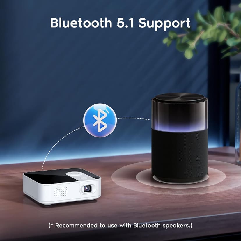 【3-hour Playtime】TMY Ultra Mini Projector, 1080P Support Portable Projector with WiFi and Bluetooth, Battery Powered Movie Projector, DLP Video Projector, Compatible with Phone/Pad/TV Stick/HDMI/USB
