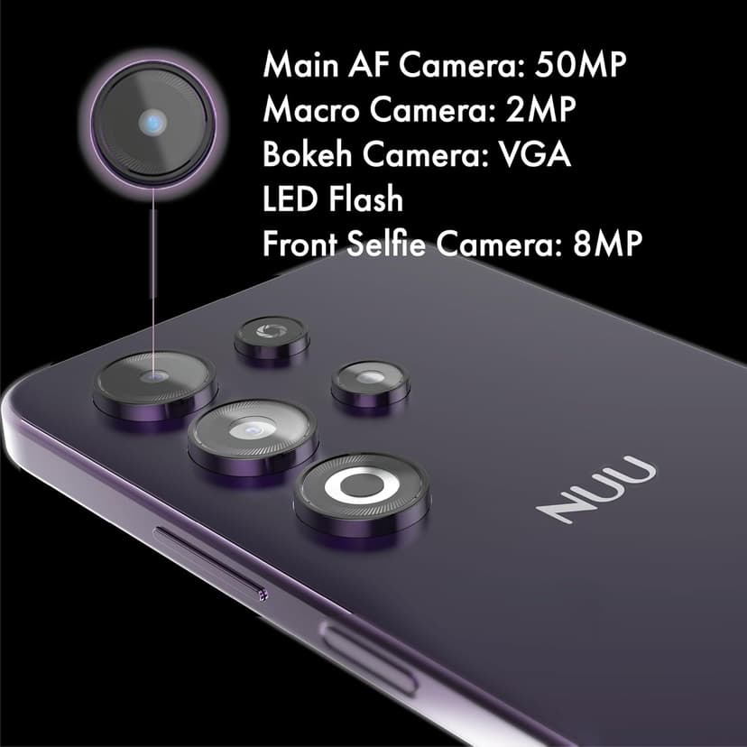 NUU N30 Cell Phone Unlocked for T-Mobile, Mint, Metro, Qlink, Tello 6GB/128GB, Teen Phone, Dual SIM 4G, Octa-Core 6.7" 90Hz HD+, Any Parental APP, Unlocked Android Phones, Purple, 1 Year US Warranty