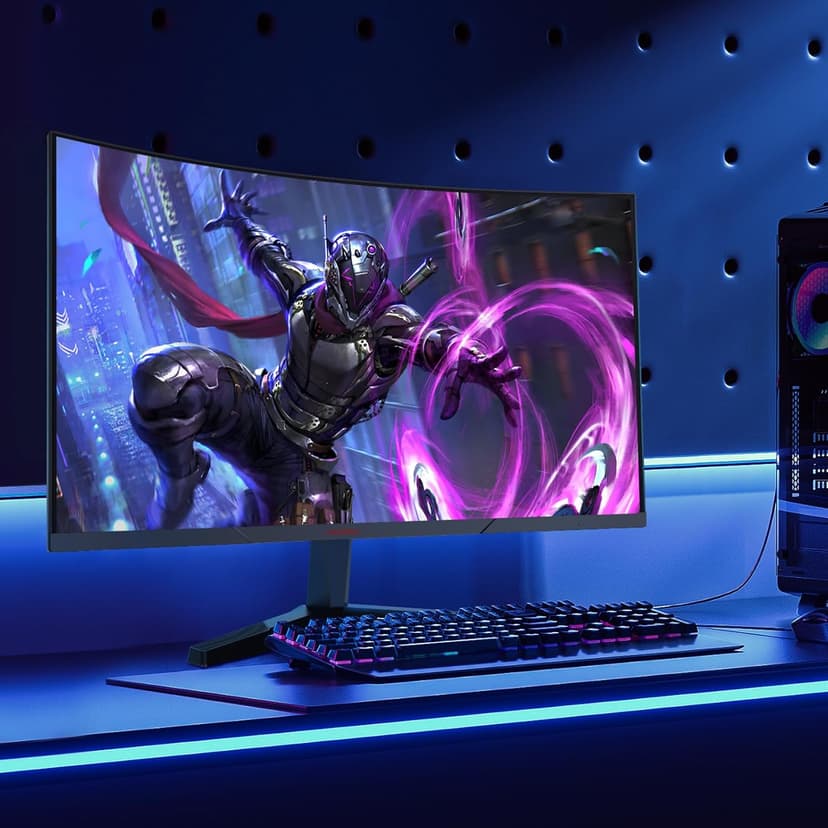 KOORUI Gaming Monitor, QHD 2560P Computer Monitor, 144Hz 27 Inch Monitor (1ms, 1800R Curved VA Panel, DP1.2+HDMI*2, AdaptiveSync, Narrow Bezel with Ultra-Thin), Tilt Adjustable,Eye Care