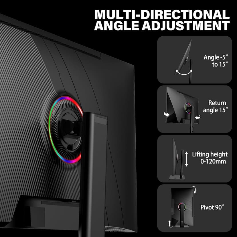 27 Inch 4K Gaming Monitor IPS, UHD 3840 x 2160p 144Hz PC Computer Monitors IPS Screen for Home & Office, HDMI, DisplayPort, Wall Mount Compatible