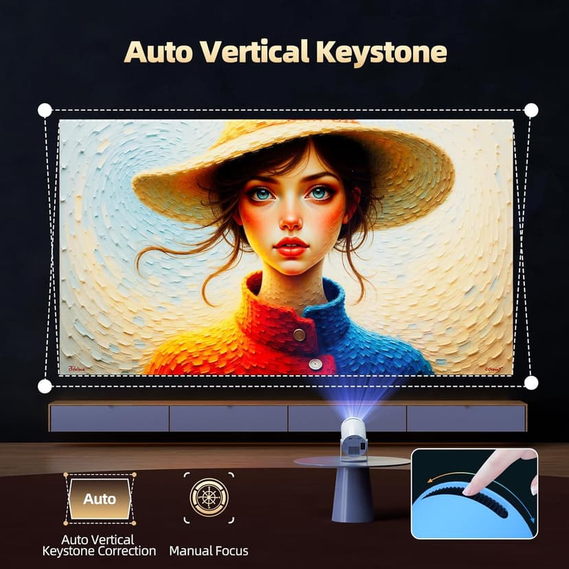 Mini Projector with WiFi and Bluetooth, Portable Projector Full HD 4K Support with Automatic Vertical Keystone Correction 270° Rotation Projector and Android 11.0 Smart Projector