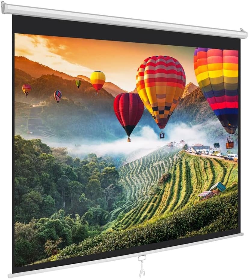 Pyle Manual Pull-Down Projector Screen - Universal 72-inch Roll-Down Retractable Manual Projection Screen w/ Auto-Locking, Adjustable Screen Height, Black Masking Border - 42.5" x 56.6" PRJSM7206