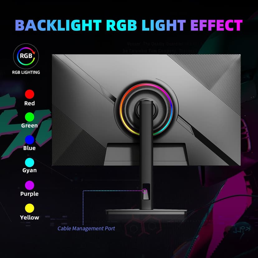 27 Inch 4K 144Hz Gaming Monitor, UHD 3840x2160 Fast IPS Panel PC Monitor, 135% sRGB, HDR400Nit, Freesync & G-sync, Support PS5 120Hz VRR, HDMI 2.1,DP 1.4, Height/Vertical Adjustment