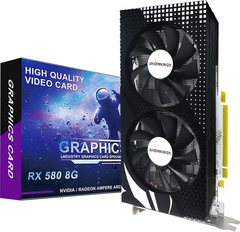 Radeon RX 580 8GB Graphics Card, 256Bit 2048SP GDDR5 AMD Video Card for Pc Gaming, DP HDMI DVI-Output, PCI Express 3.0 with Dual Fan for Office and Gaming