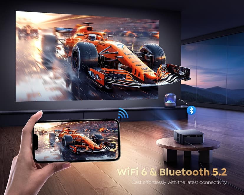 [1000 ANSI/Google TV/Voice Control]Smart Projector with WiFi 6 and Bluetooth, Netflix-Licensed 4K Support, Outdoor Movie Proyector, 1080P Home Ceiling Auto Focus Projector, PUTRIMS K12 Gray