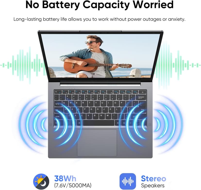 14.1" Laptop 16GB RAM 512GB SSD, QHD (2160x1440) Display, Intel Core m3 8100Y (Beat Intel i3-5005u), Windows 11 Pro Notebook Computer with HDMI, Type C, Long Battery Life, MS Office 2024 - Gray