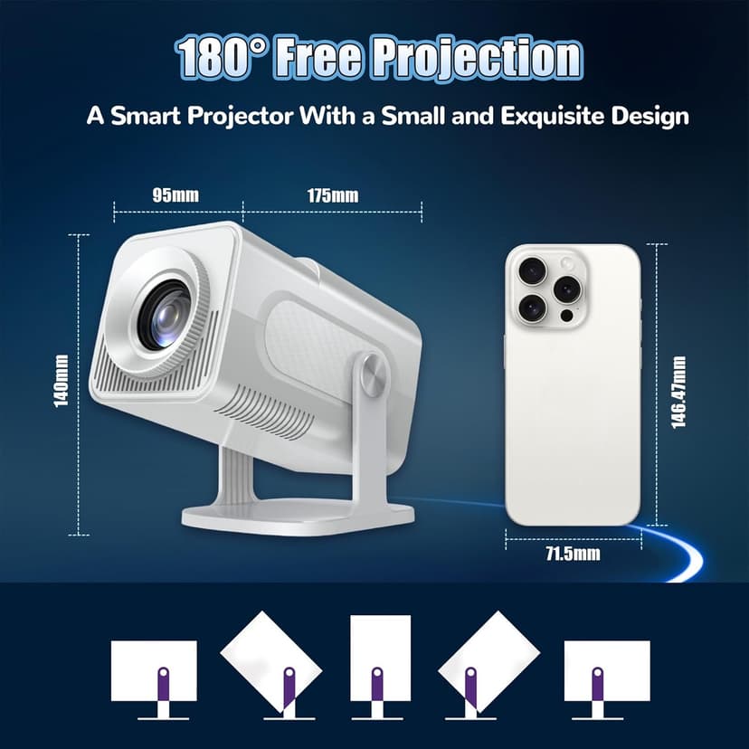 HCS350 Pro Projector and game,64G,Retro 4K Smart Game Projector 1280*1080P Built-in 30000 Games,Portable video game with 2 Wireless Controllers,5G WiFi Bluetooth,HDMI,Android 12,home theater,office