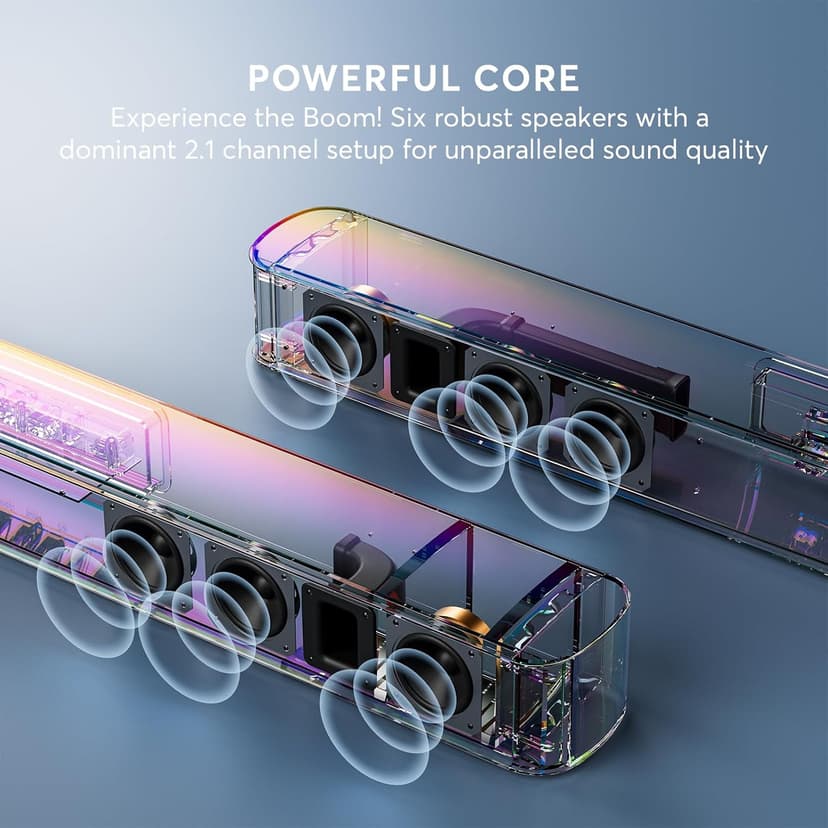 Sound Bar for Smart TV w/Dolby Atmos 2.1 ch 190W 37 inch Surround Sound TV Speaker Home Theater System, HDMI-ARC/BluetoothOptical/AUX/Connection for TV/Projector/DVD Player/Switch/PC