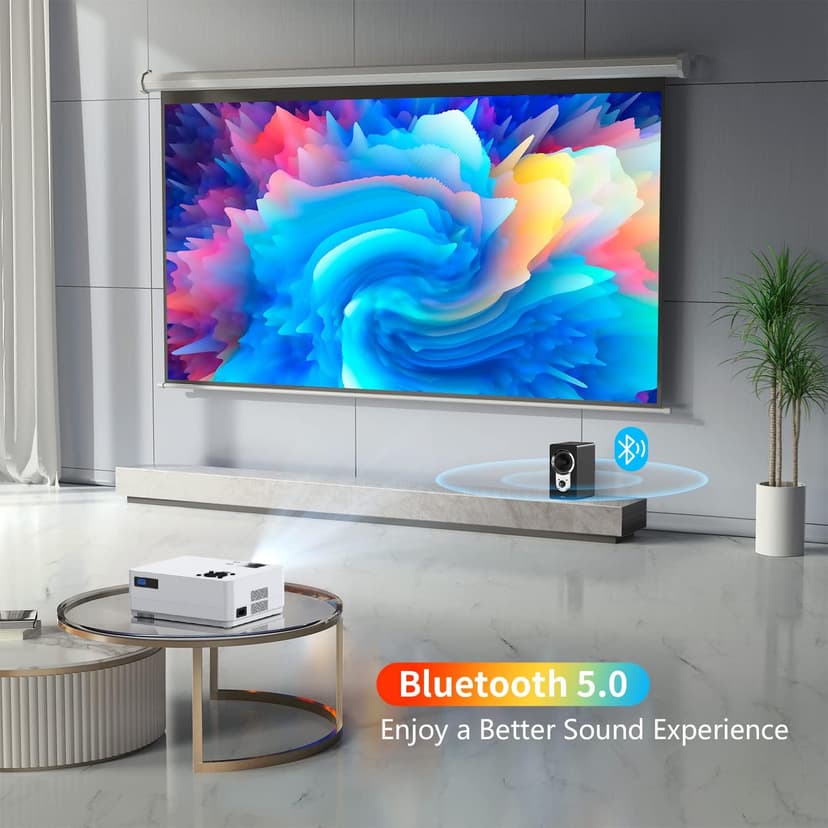 Roconia 5G WiFi Bluetooth Native 1080p Projector, 12000LM Full HD Movie Projector, 300" Display Support 4k Home Theater,Compatible with iOS/Android/XBox/PS4/TV Stick/HDMI/USB (White)