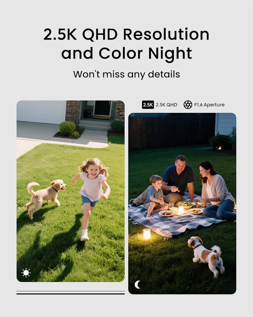 youkey S320 Magnetic Wire-Free Camera 2.5K QHD Security Camera with Dual Band WiFi 6, Built-in 8GB Storage, Colo Night Vision, Al Human Pet Detection, IP65, No Monthly Fees