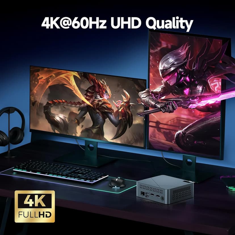 wo-we H5 Mini PC Intel Twin Lake N150 (3 Year After-Sale Support) 16GB DDR4 RAM 512GB M.2 PCLe SSD 4C/4T 4K Triple Display Dual HDMI&Type-C,USB3.2 x4 Mini Desktop Computer for Home Office Business