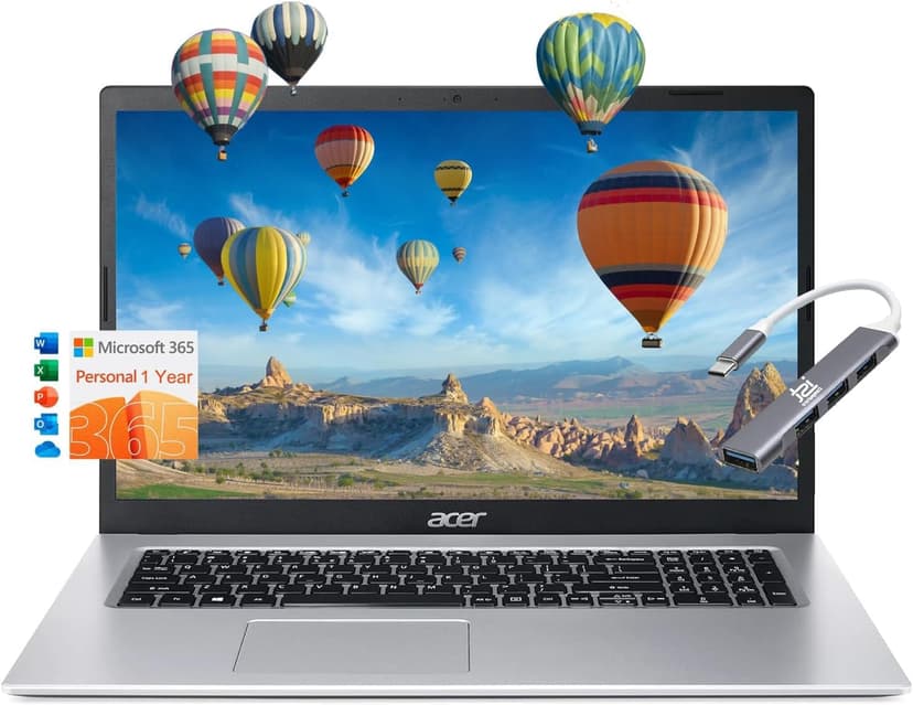 acer Aspire 1 A115-32-C96U Home & Student Slim Laptop (15.6" FHD, Intel Celeron N4500, 16GB RAM, 512GB SSD, UHD Graphics) 1-Year Office 365, Ethernet, Wi-Fi, Webcam, IST Hub, Win 11 Home, Silver
