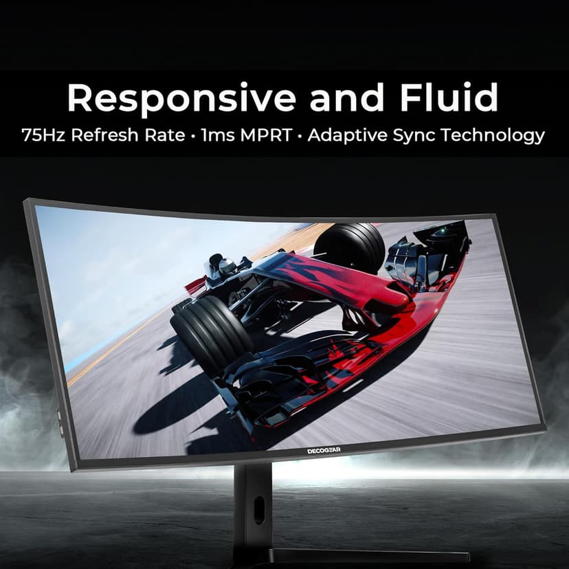 Deco Gear 40 Curved Ultrawide Nano IPS Monitor, 5120x2160 5K2K, 21:9, HDR10, AdaptiveSync, 100% sRGB, HDMI 2.0, DP, USB-C