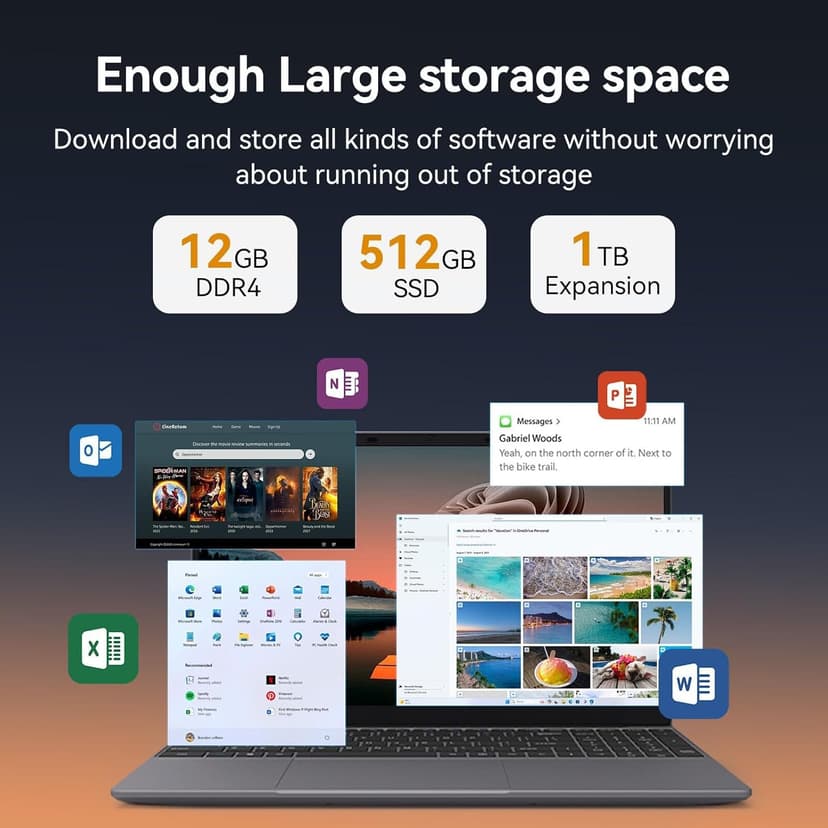 Windows 11 Laptop Computer, 15.6'' FHD IPS Student Laptops, Intel Celeron N5095 4-Core Processor, 12GB RAM + 512GB SSD up to Expandable 1TB, 2.4G+5G WiFi, 2 Years Warranty, Long Battery Life