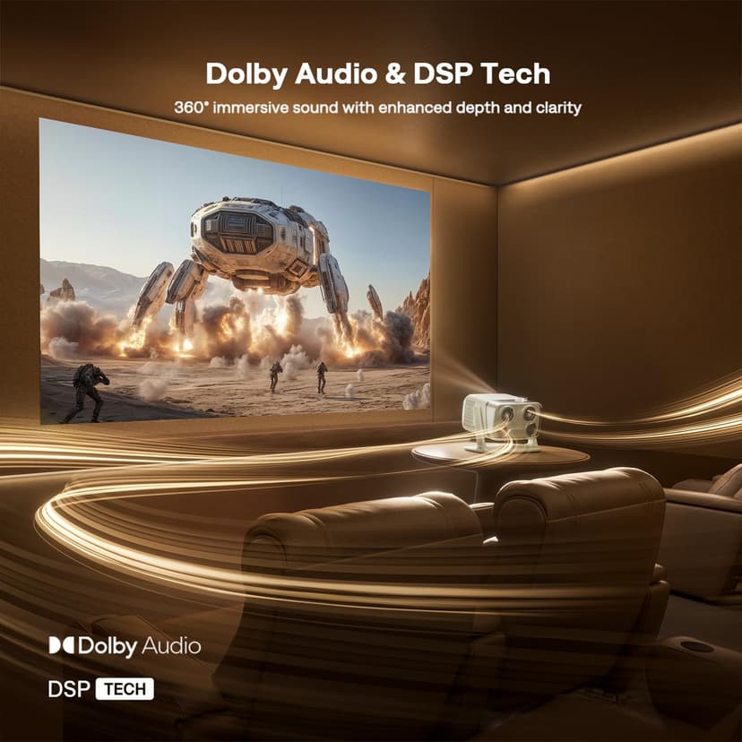 BOOM mini 4-in-1 Smart Projector Built-in Google TV, 10,000+ Apps, Real-Time Focus & Keystone, 20W Speakers DoIby Audio, 500 ANSI Lumens Outdoor Movie Projector with WiFi and Bluetooth, Green
